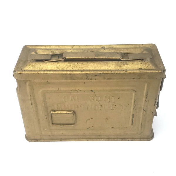 WWII U.S. Steel Military Ammunition Box .30 CAL M1 by CANCO Old Gold Paint