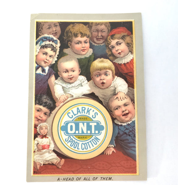 Pair of Clark's Spool Cotton Victorian Trade Cards ~ Antique Advertising