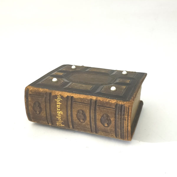 Antique Tooled Leather Photo Album Double Clasps Holds 50 Tintype or CDV Cards