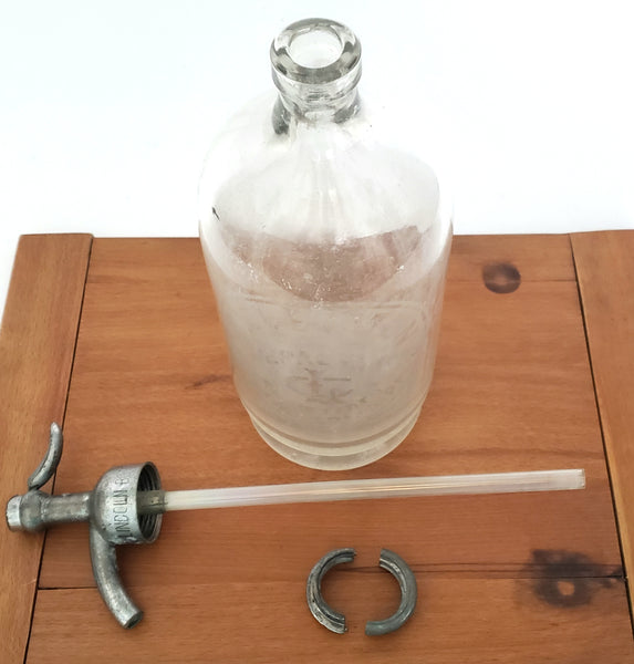Vintage Clear Siphon Seltzer Bottle L. CLEIMEN Mineral Waters Philadelphia PA