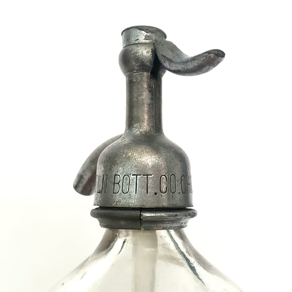 Vintage Clear Siphon Seltzer Bottle L. CLEIMEN Mineral Waters Philadelphia PA
