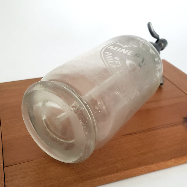 Vintage Clear Siphon Seltzer Bottle L. CLEIMEN Mineral Waters Philadelphia PA