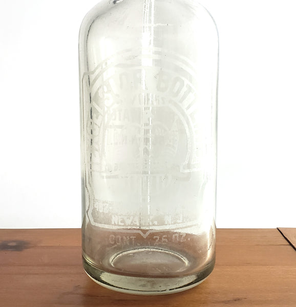 Antique Clear Siphon Seltzer Bottle EXCELSIOR BOTTLING WORKS Newark New Jersey