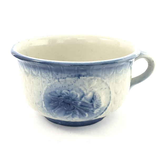 19th Century Blue & White Salt Glazed Stoneware Childs Chamber Pot Floral Pattern