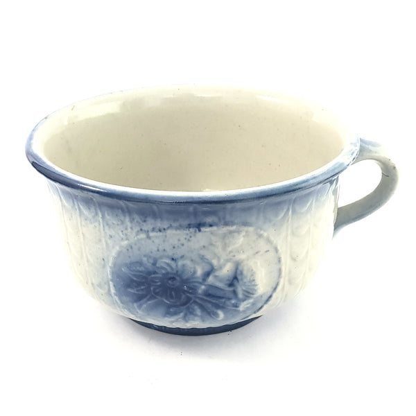 19th Century Blue & White Salt Glazed Stoneware Childs Chamber Pot Floral Pattern