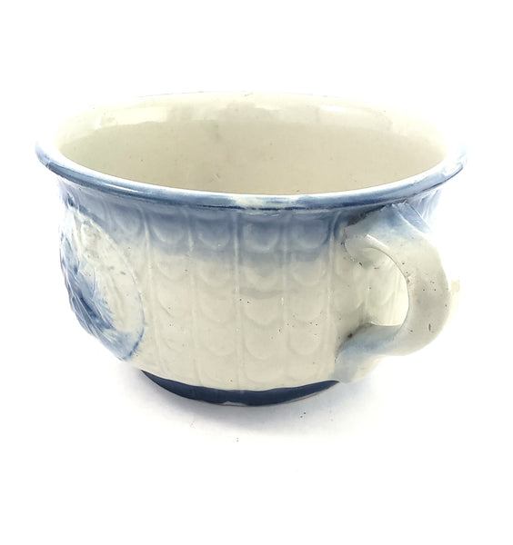 19th Century Blue & White Salt Glazed Stoneware Childs Chamber Pot Floral Pattern