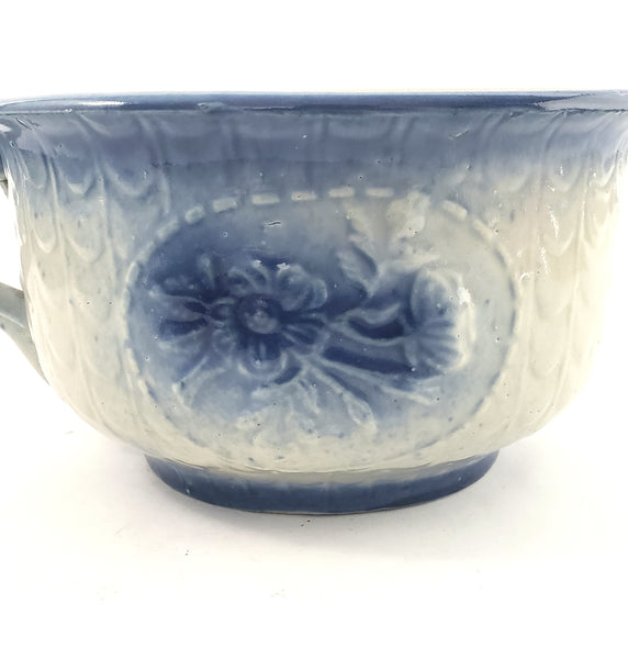 19th Century Blue & White Salt Glazed Stoneware Childs Chamber Pot Floral Pattern