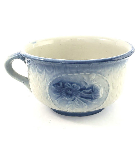 19th Century Blue & White Salt Glazed Stoneware Childs Chamber Pot Floral Pattern
