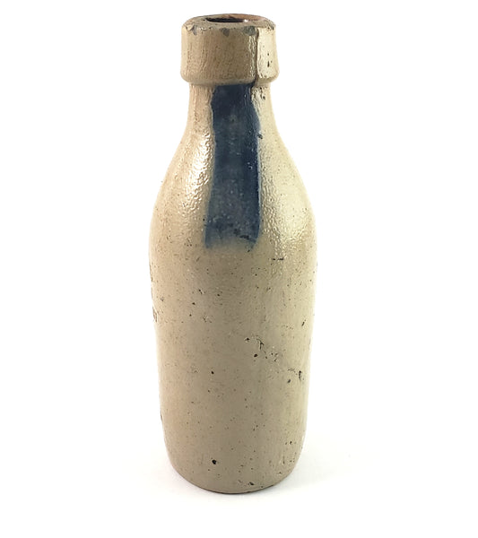 Antique Salt Glazed Stoneware Beer Bottle JA Lomax Chicago IL Cobalt Blue Wash Stroke
