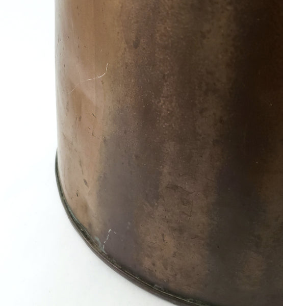 Antique Large Copper Cowboy Coffee Pot Wooden Bail Handle Original Chain