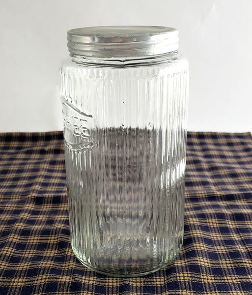 Antique Hoosier Style Cabinet Traditional Mission Glass Coffee Jar with Lid