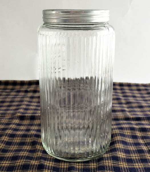Antique Hoosier Style Cabinet Traditional Mission Glass Coffee Jar with Lid