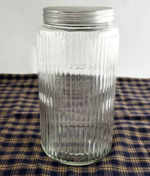 Antique Hoosier Style Cabinet Traditional Mission Glass Coffee Jar with Lid