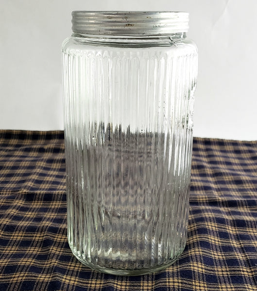Antique Hoosier Style Cabinet Traditional Mission Glass Coffee Jar with Lid