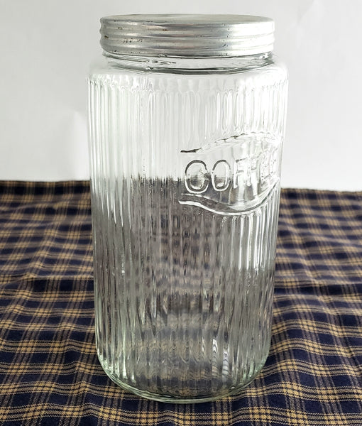 Antique Hoosier Style Cabinet Traditional Mission Glass Coffee Jar with Lid