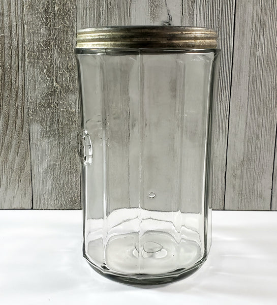 Antique Hoosier Cabinet Clear Glass COFFEE Jar Colonial Style with Tin Lid