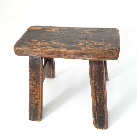 Rustic Wabi Sabi Wooden Foot Stool Mortise & Tenon Joints
