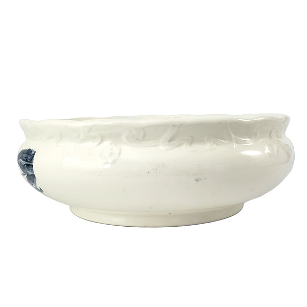 Antique Ceramic Wash Bowl Basin Blue Floral 13 1/2"