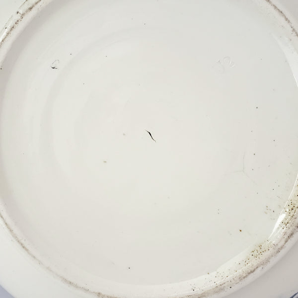 Antique Ceramic Wash Bowl Basin Blue Floral 13 1/2"