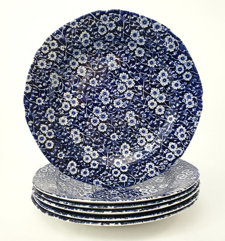 Vintage Royal Crownford Dinner Plates Set fo 6 Blue Calico Staffordshire England