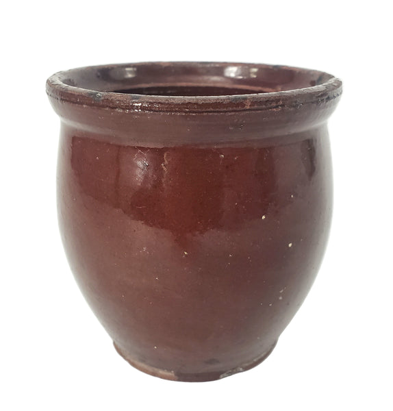 Antique Glazed Redware Apple Butter Preserve Crock 4 1/4" Pennsylvania