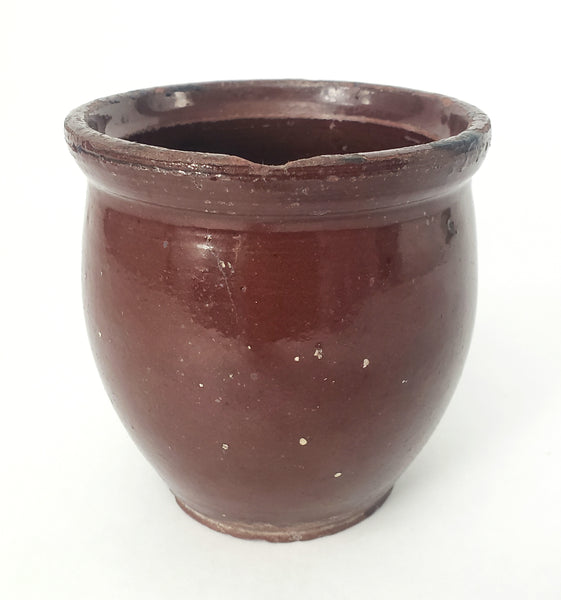 Antique Glazed Redware Apple Butter Preserve Crock 4 1/4" Pennsylvania
