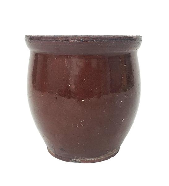 Antique Glazed Redware Apple Butter Preserve Crock 4 1/4" Pennsylvania