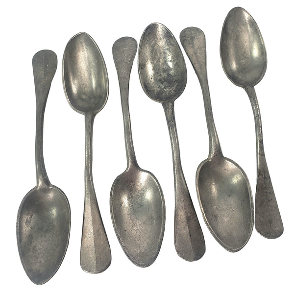 Old Pewter Tablespoons Collection of 6