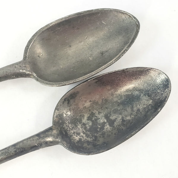 Old Antique Pewter Tablespoons Collection of 6