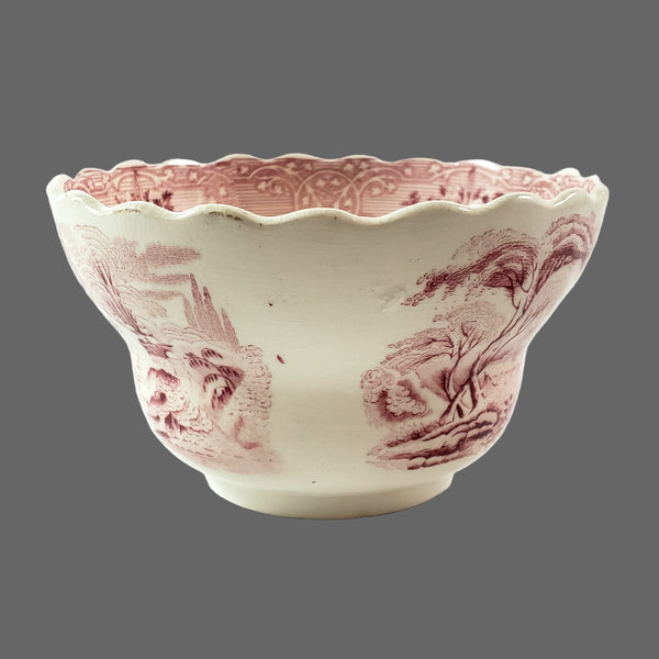 Antique Open Sugar Bowl ROSELLE Red Transferware by J. Meir & Son England