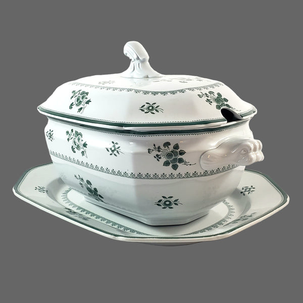 Copeland Spode GLOUCESTER Green Oval Lidded Soup Tureen Underplate & Ladle England
