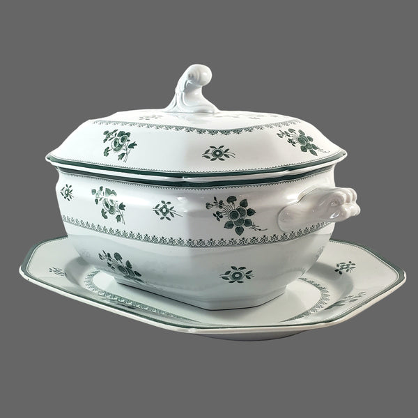 Copeland Spode GLOUCESTER Green Oval Lidded Soup Tureen Underplate & Ladle England