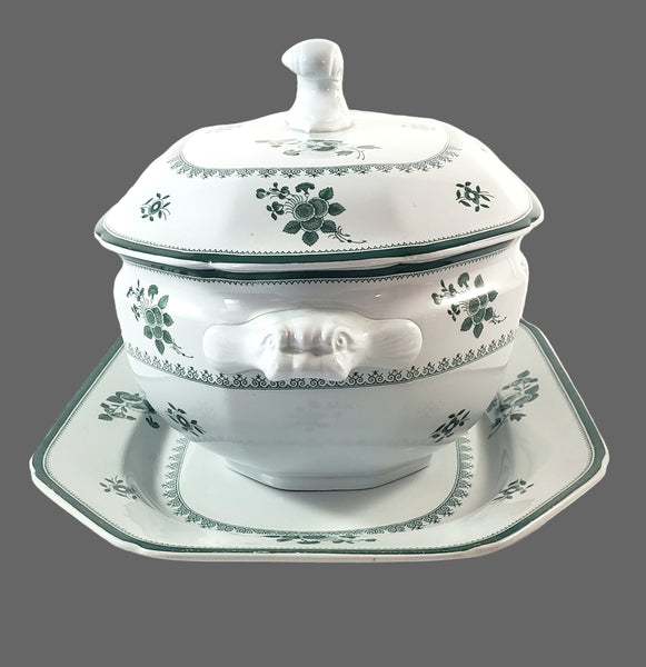 Copeland Spode GLOUCESTER Green Oval Lidded Soup Tureen Underplate & Ladle England
