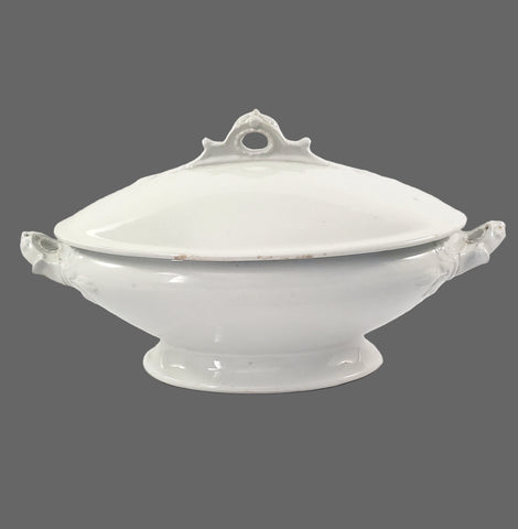 Antique White Ironstone Vegetable Tureen by Wedgwood & Co. Staffordshire England