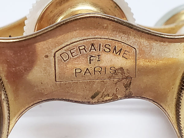 Mother of Pearl and Brass Opera Glasses With Case, Deraisme FI Paris
