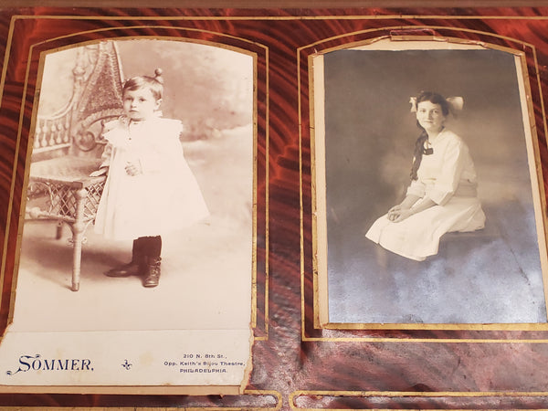 Antique 1895 Victorian Velvet Paisley Photo Album With Photos