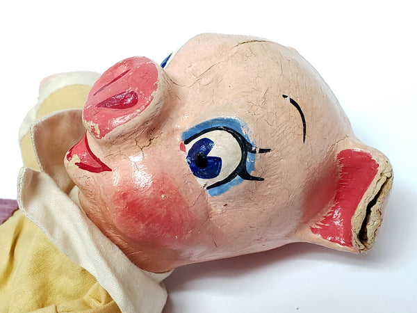 Rare 1930's Paper Mache "Three Little Pigs" Hand Puppets - WPA Museum Extension Project