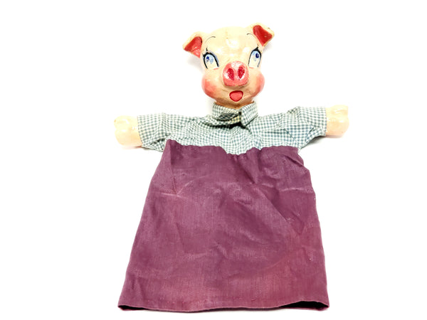 Rare 1930's Paper Mache "Three Little Pigs" Hand Puppets - WPA Museum Extension Project