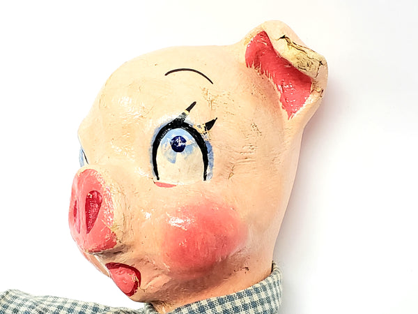 Rare 1930's Paper Mache "Three Little Pigs" Hand Puppets - WPA Museum Extension Project