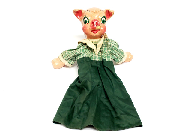 Rare 1930's Paper Mache "Three Little Pigs" Hand Puppets - WPA Museum Extension Project