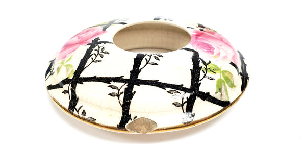 Art Deco Pink & Black 7 Piece Dresser Set Crown Ducal England Early Mark 1916-1929