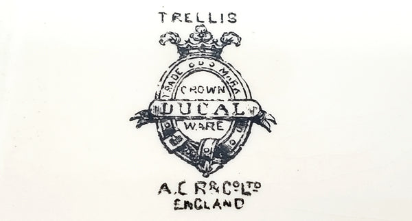 Art Deco Pink & Black 7 Piece Dresser Set Crown Ducal England Early Mark 1916-1929