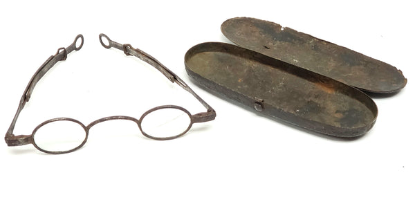 Antique Temple Spectacles with Tin Case - 1810-1830