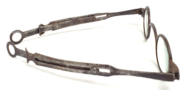 Antique Temple Spectacles with Original Tin Case  c. 1810-1830