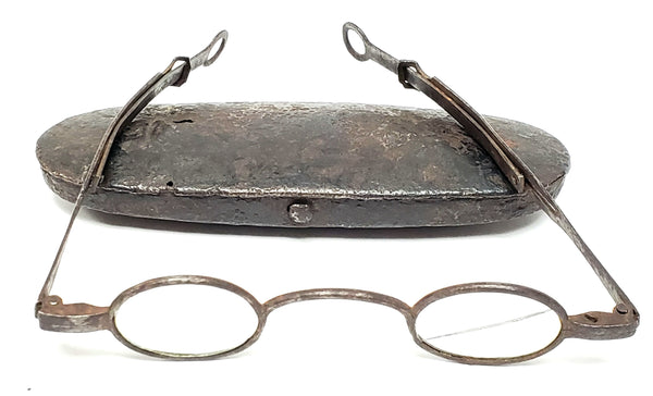 Antique Temple Spectacles with Original Tin Case - C 1810-1830