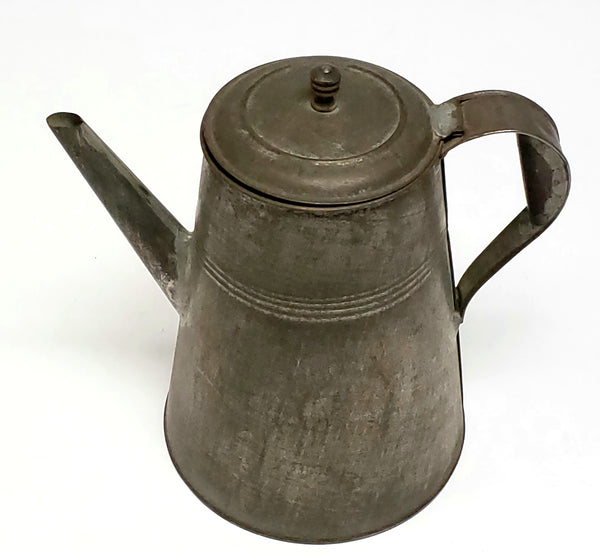 Antique Tin Coffee Pot With Soldered Seams, 1800's