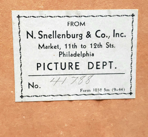 Vintage Embroidered Cross-Stitch Motto Sampler Framed w/ N. Snellenburg Co. Label ~