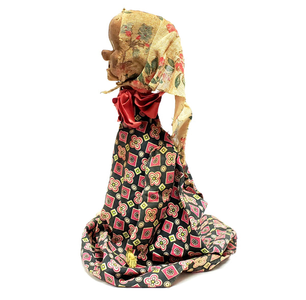 Antique Creepy Primitive Wooden Hand Puppet Movable Mouth, Depression Era