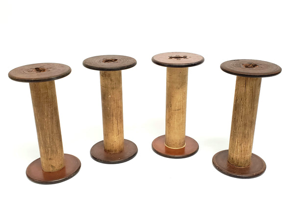 Antique Wooden Textile Spools - Collection of 4 - Crafting or Repurpose Project