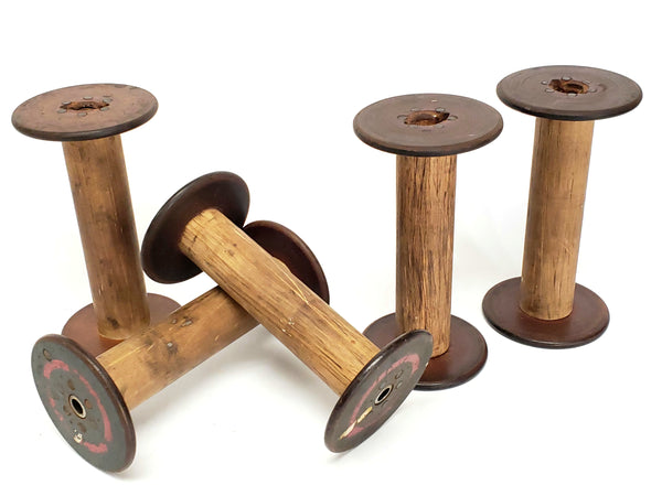 Antique Wooden Textile Spools - Collection of 5 - Crafting or Repurpose Project